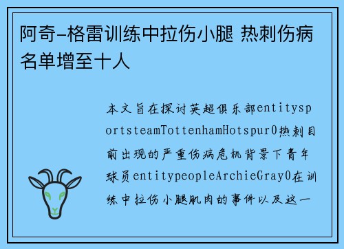 阿奇-格雷训练中拉伤小腿 热刺伤病名单增至十人